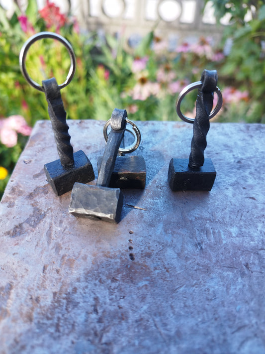 Hand-Forged Norse God Hammer Keychain