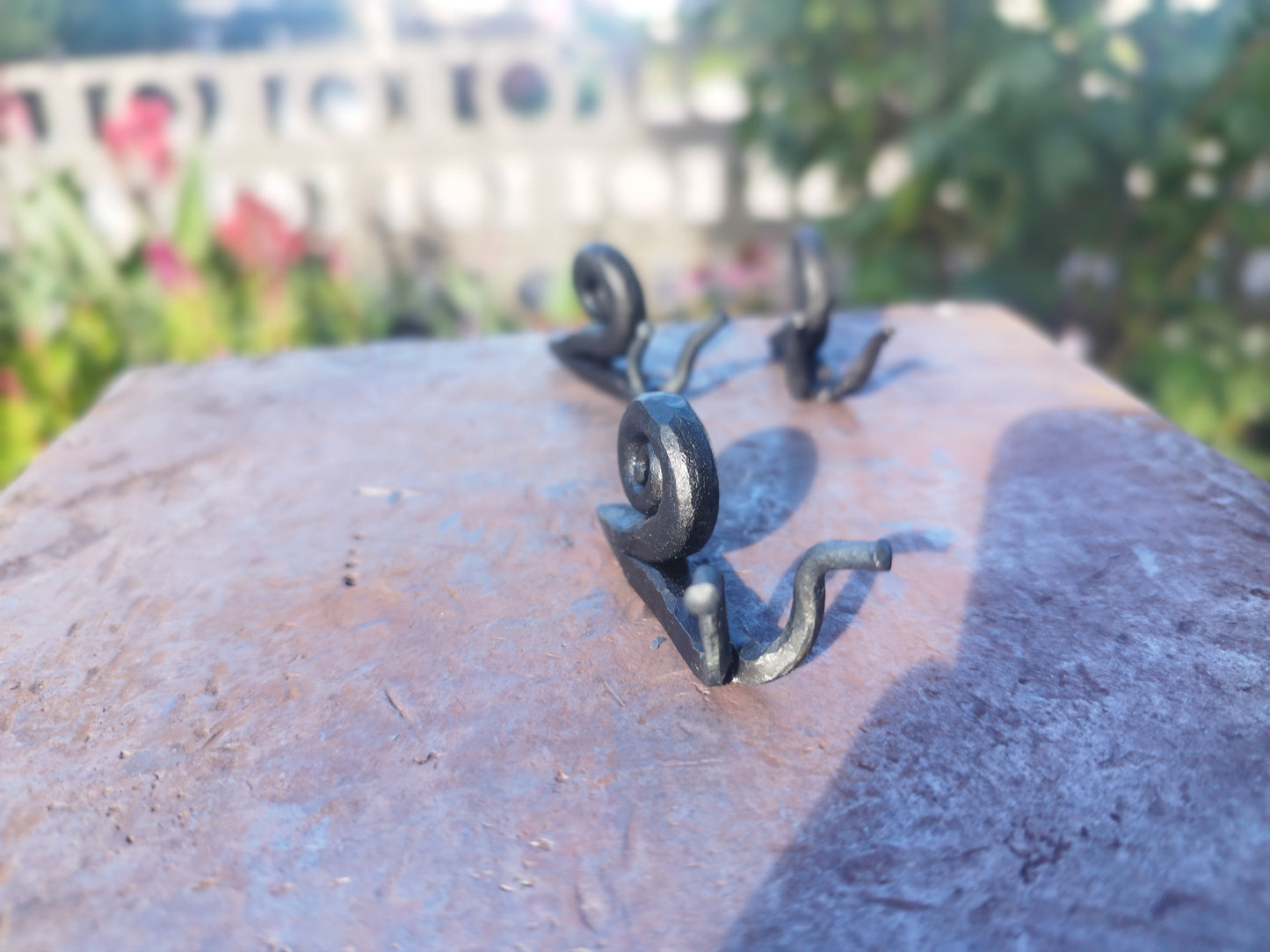 Hand-Forged Metallic Iron Snail Figurine