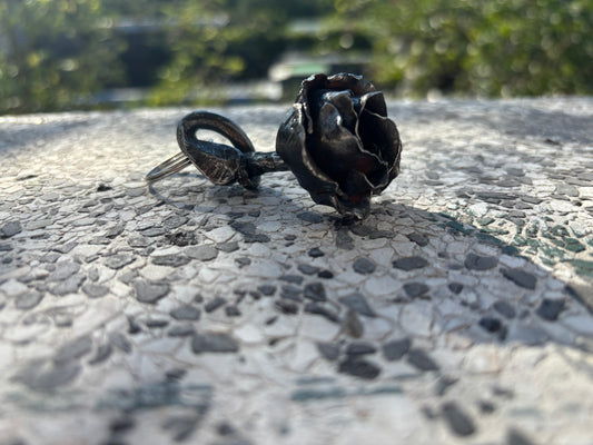 Hand-forged iron rose keychain