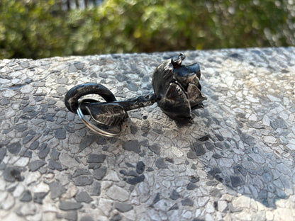 Hand-forged iron rose keychain