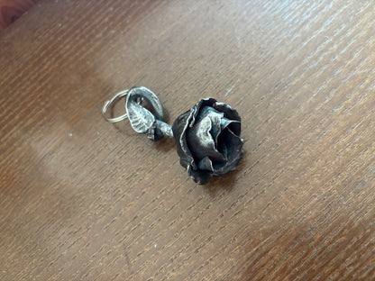 Hand-forged iron rose keychain